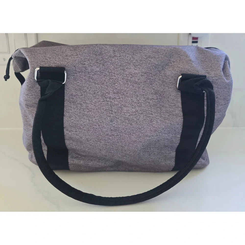 Fila Grey Heathered Duffel Bag Black Trim Front Pocket Zip Closure 12x16 NWOT